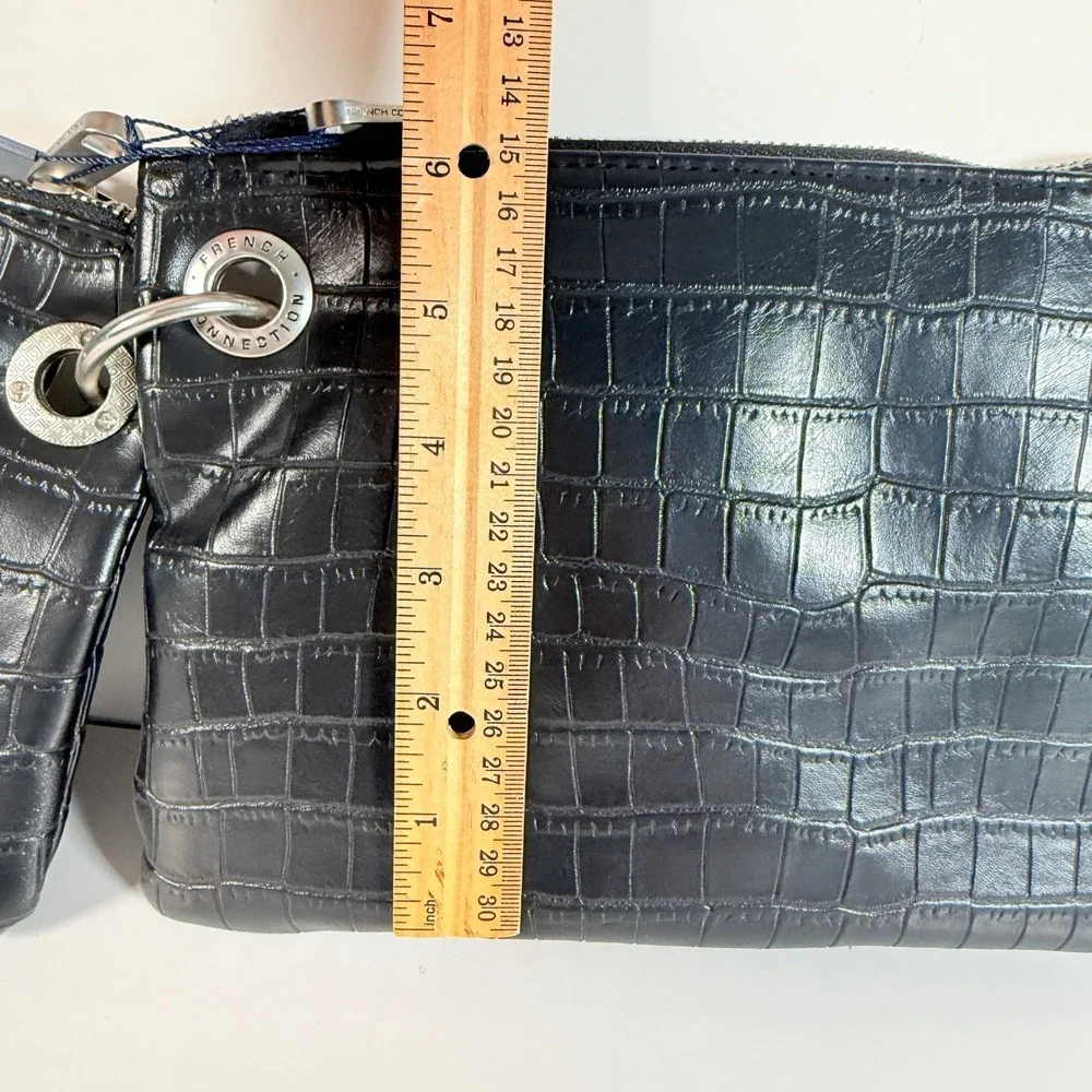 Black Wristlet Double Crocodile Pattern French Connection travel festival y2k 90